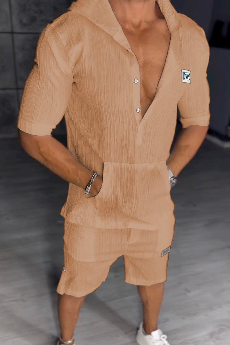 Εξαιρετικό ανδρικό σετ δύο τεμαχίων με κουκούλα-GR