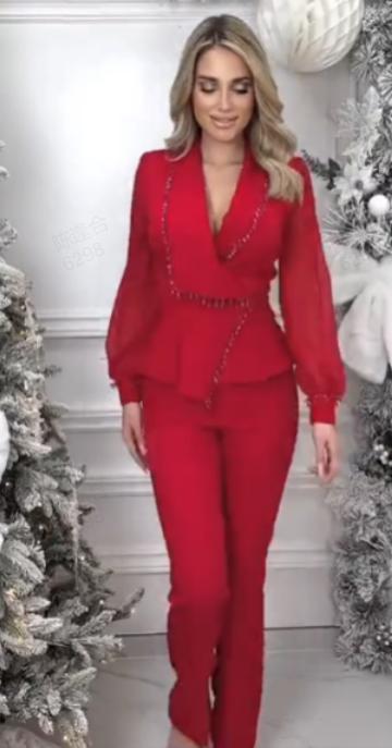 Komplet ženskih mrežastih širokih hlač in hlač-SI