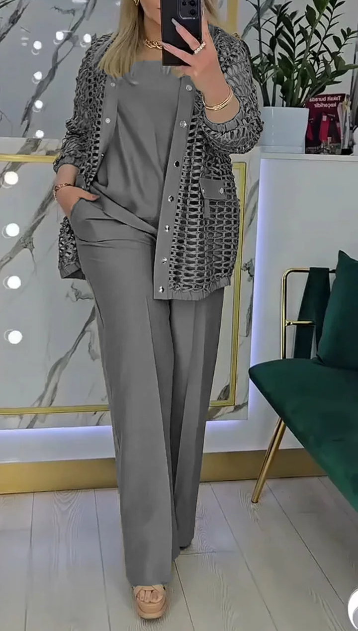 Γυναικείο κοίλο κοστούμι τριών τεμαχίων-GR