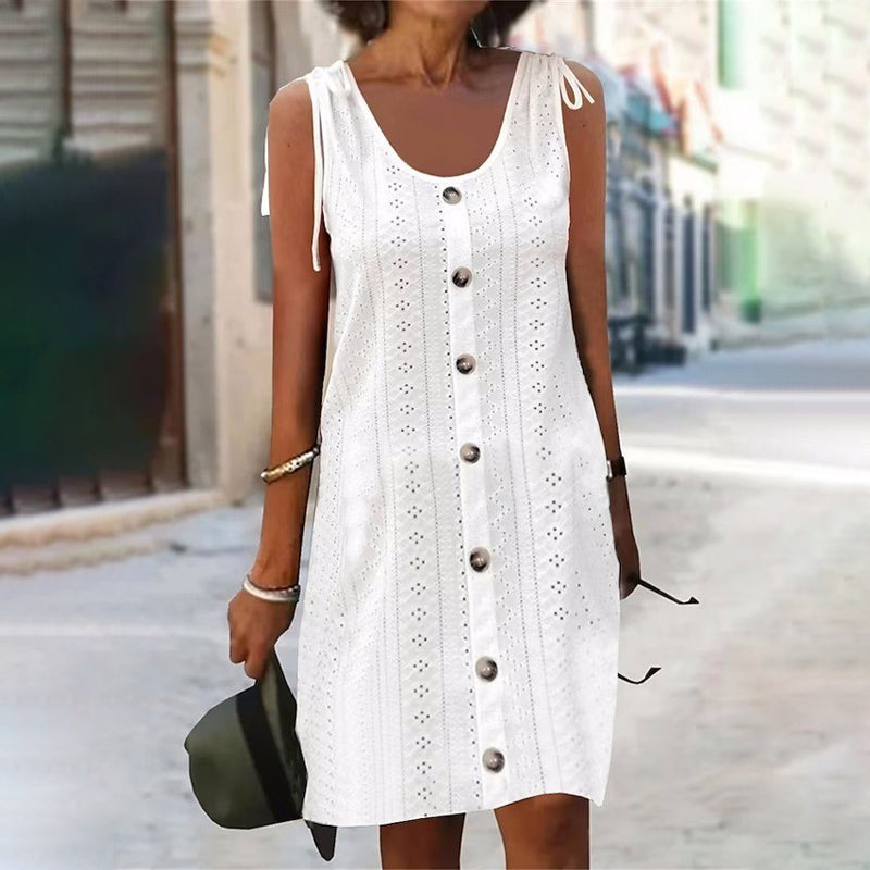 Αμάνικο πλεκτό φόρεμα με λαιμόκοψη σε σχήμα U-GR