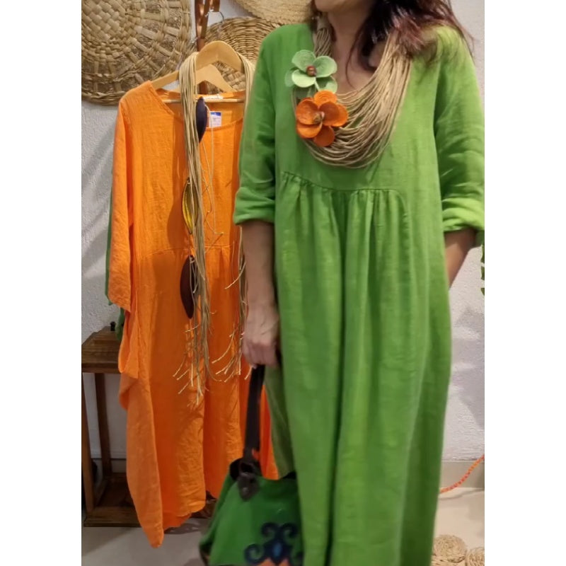 💖Omejena razprodaja, 20 % POPUST💖Ženska, za prosti čas, lanena boho obleka z dolgimi rokavi-SI