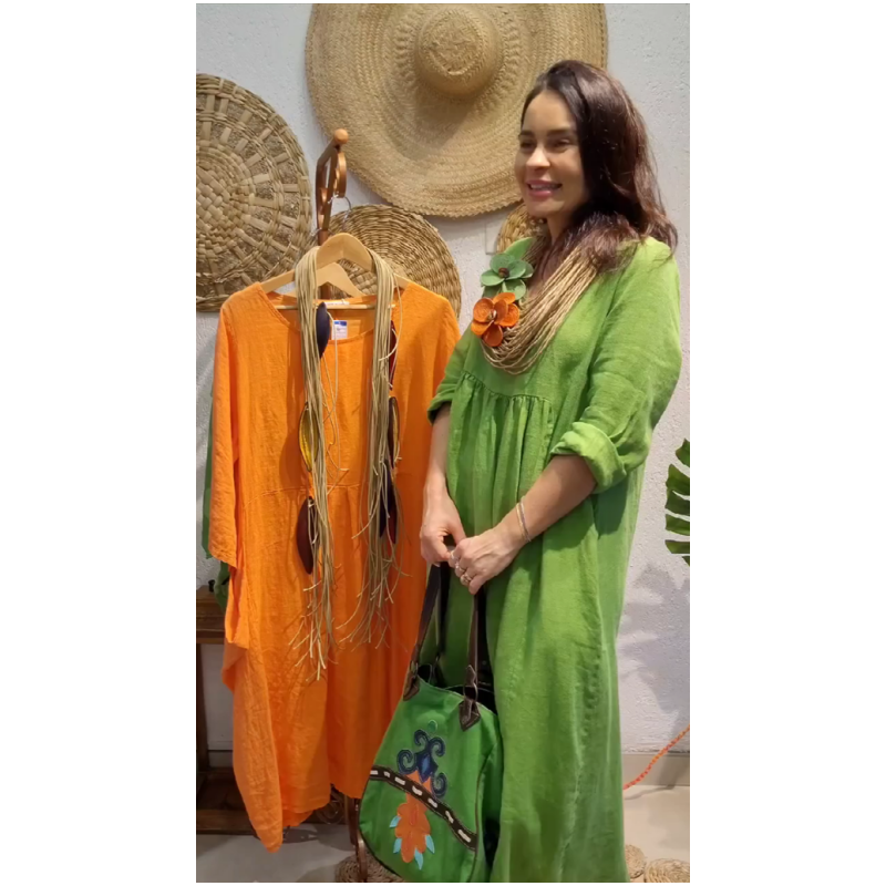 💖Omejena razprodaja, 20 % POPUST💖Ženska, za prosti čas, lanena boho obleka z dolgimi rokavi-SI