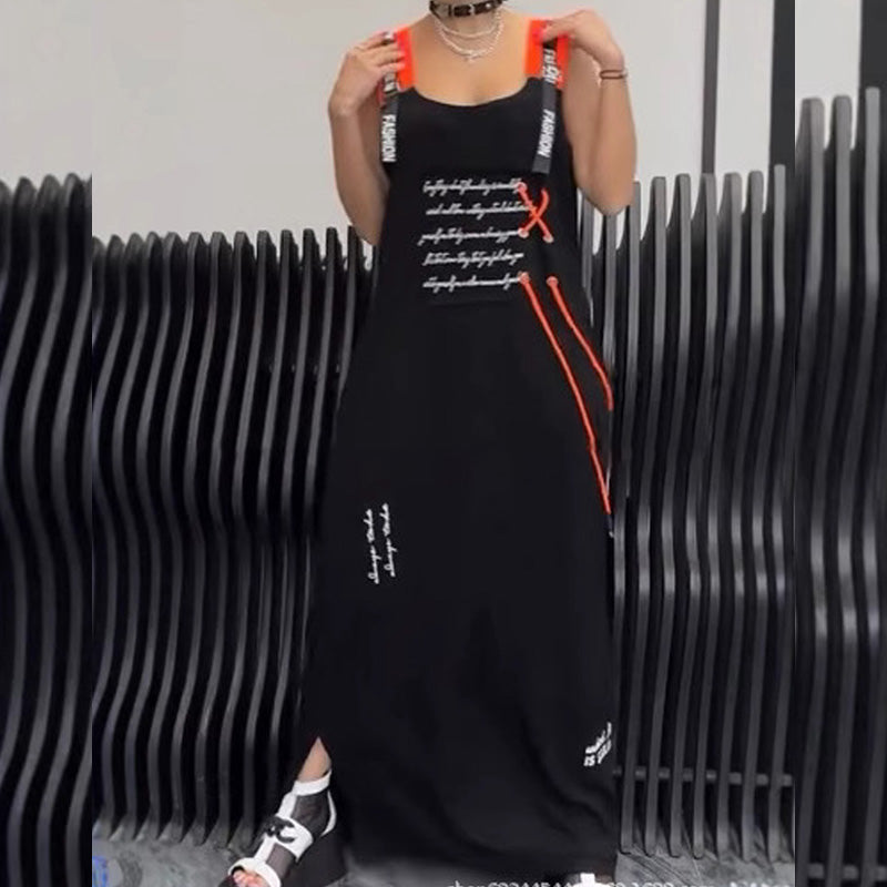 Ženska potiskana obleka brez rokavov-SI