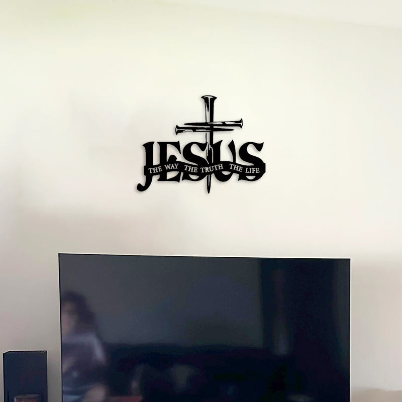 Kryžiaus Jėzaus tiesos metalinė sienos dekoracija-LT