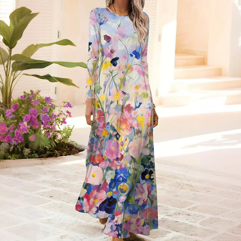 Γυναικείο φόρεμα με μακριά μανίκια και 3D εκτύπωση-GR