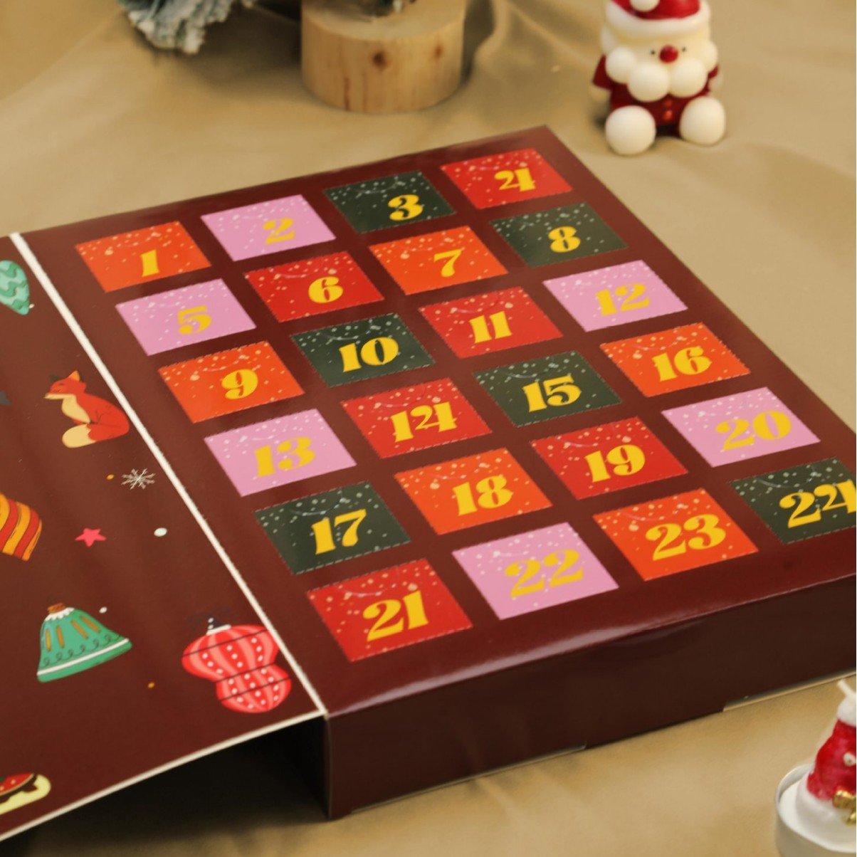 Ροζ μαρμάρινο ημερολόγιο Advent 2025, κουτί αντίστροφης μέτρησης 24 ημερών μέχρι τα Χριστούγεννα-GR
