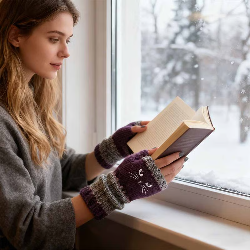 🐱 Χαριτωμένα γυναικεία πλεκτά γάντια για γάτες🧤🧶-GR