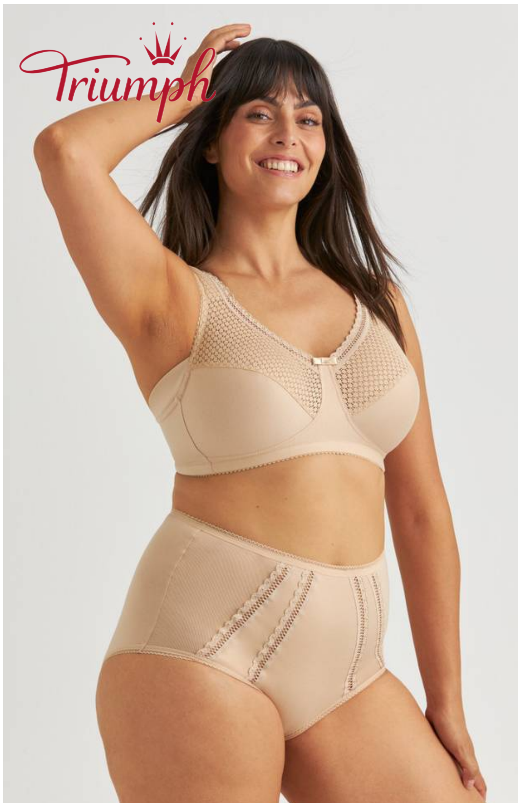 Triumph – 4 dalių komplektas 🔥 Raštuota patogi nėriniuota liemenėlė-LT