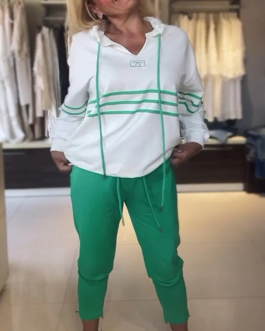 Σετ φούτερ με ριγέ στάμπα-GR