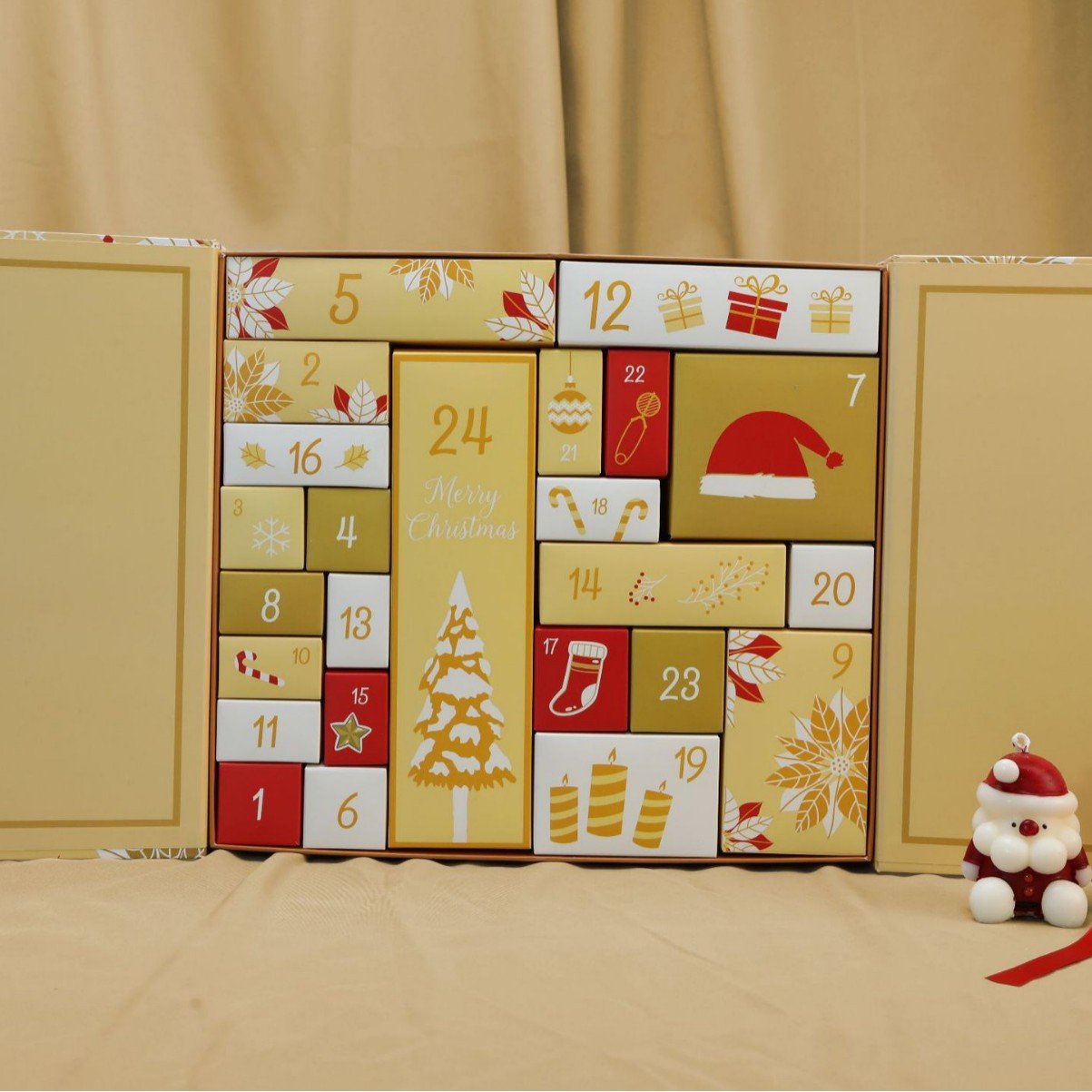 Ροζ μαρμάρινο ημερολόγιο Advent 2025, κουτί αντίστροφης μέτρησης 24 ημερών μέχρι τα Χριστούγεννα-GR