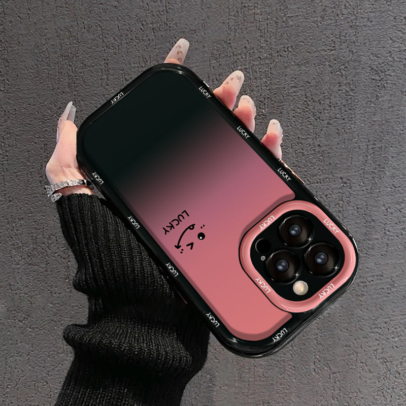 Ovitek za iPhone v mat gradientni barvi – LOVE YOU &amp; LUCKY Smiley Designs-GR