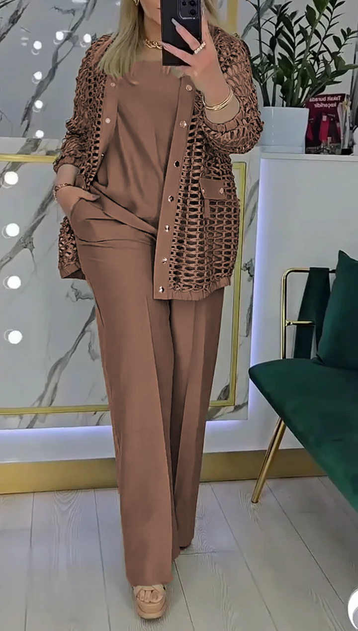 Γυναικείο κοίλο κοστούμι τριών τεμαχίων-GR