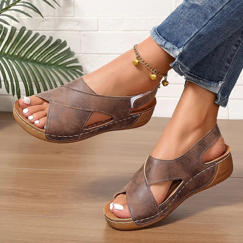 Sandalias vintage nuevas, sandalias de cuña resistentes-ES