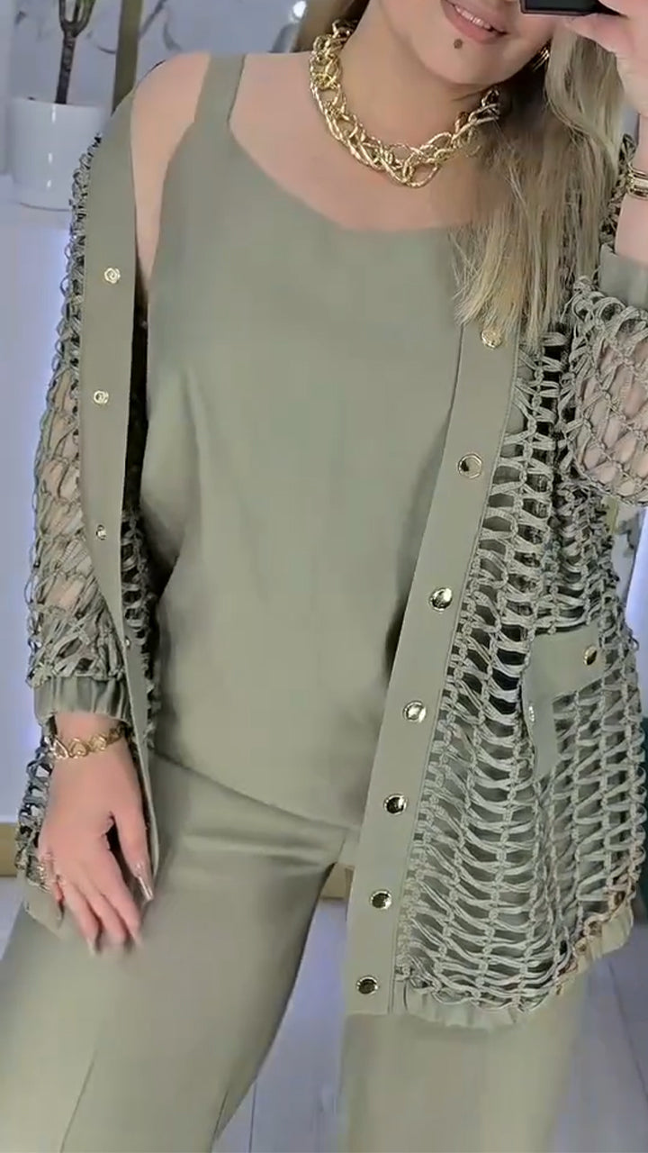 Γυναικείο κοίλο κοστούμι τριών τεμαχίων-GR