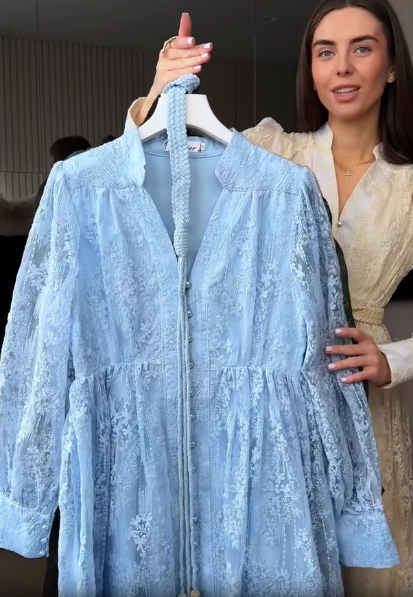 Γυναικείο φόρεμα με V-λαιμόκοψη, πλούσια κεντημένο-GR