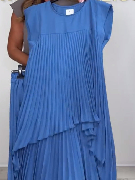 💖Nagubana bluza s kratkimi rokavi in ohlapne hlače-SI