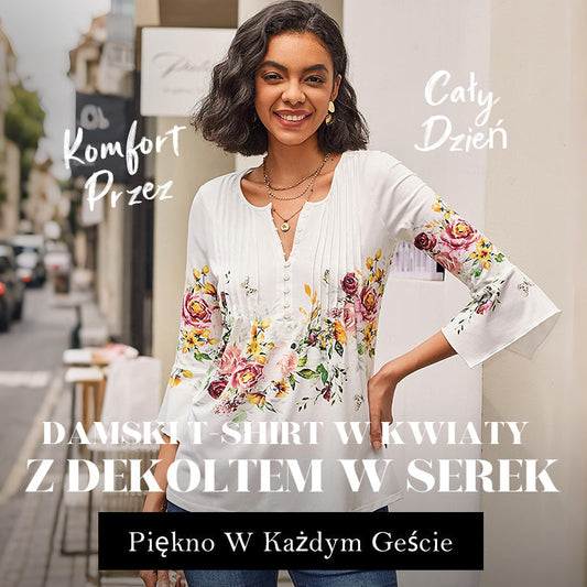 🌺 Γυναικείο Πουκάμισο με Στάμπα και V-Neck✨-GR