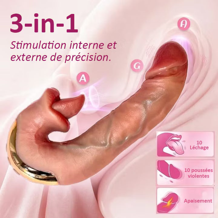Athena – vibrator za lizanje in potiskanje 3 v 1 – ogrevan stimulator G-točke, ki ga upravlja umetna inteligenca in ima 10 načinov lizanja-SI