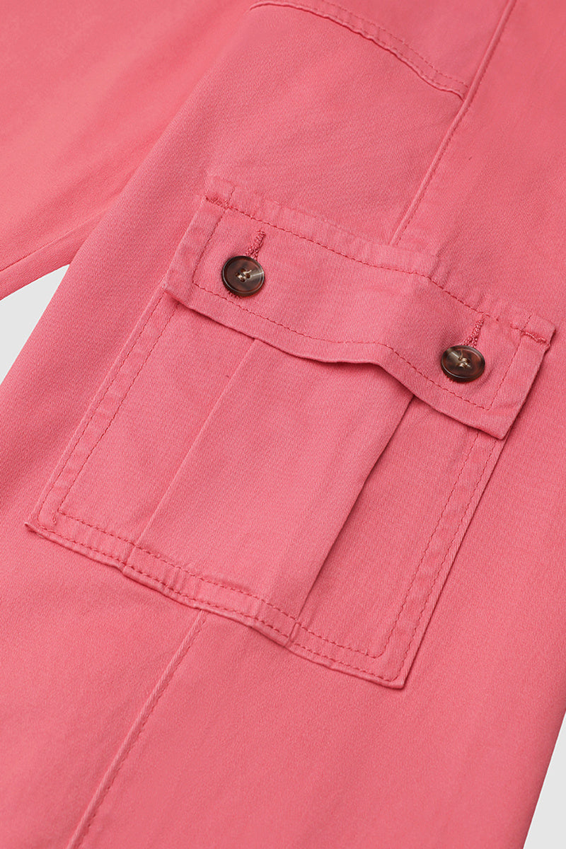 Παντελόνι κάπρι με τσέπες και ψηλή μέση, πιέτες στο κάτω μέρος και αρκετές τσέπες-GR