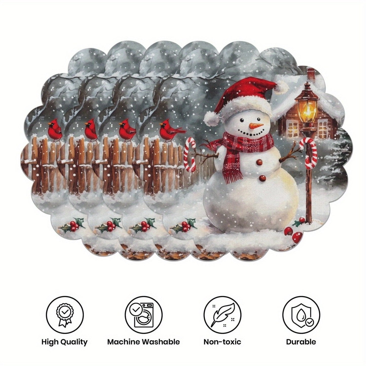 10 vnt. žieminių padėkliukų puansetijų ir kankorėžių formos, pagaminti iš neslystančio audinio-LT