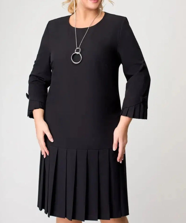 💌[S-5XL]👗Aukštos kokybės, elegantiška, vienspalvė suknelė-LT