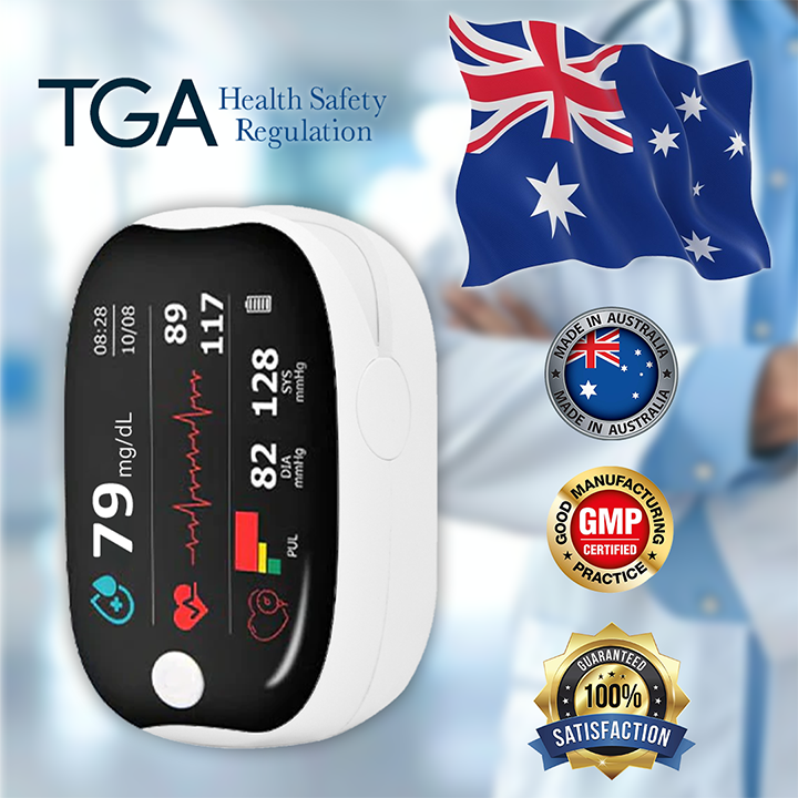 【🎁Εορταστική προσφορά🎄】Παλμικό οξύμετρο δακτύλου GlucoSense με κλιπ - Αγγλική έκδοση (τετράχρωμη LED)-GR