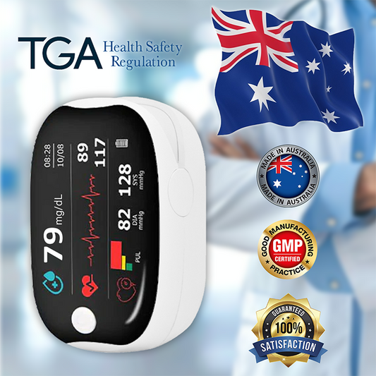 【🎁Εορταστική προσφορά🎄】Παλμικό οξύμετρο δακτύλου GlucoSense με κλιπ - Αγγλική έκδοση (τετράχρωμη LED)-GR