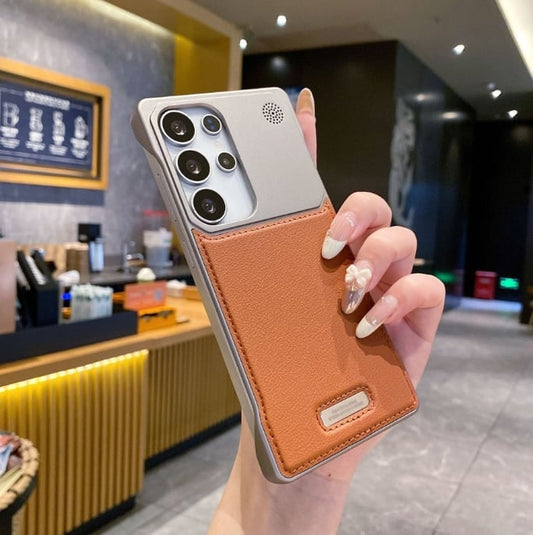 Δερμάτινη θήκη χωρίς πλαίσιο με ενσωματωμένο μαγνητισμό και αρωματοθεραπεία για Samsung Galaxy S25 S24 S23 S22 Ultra-GR