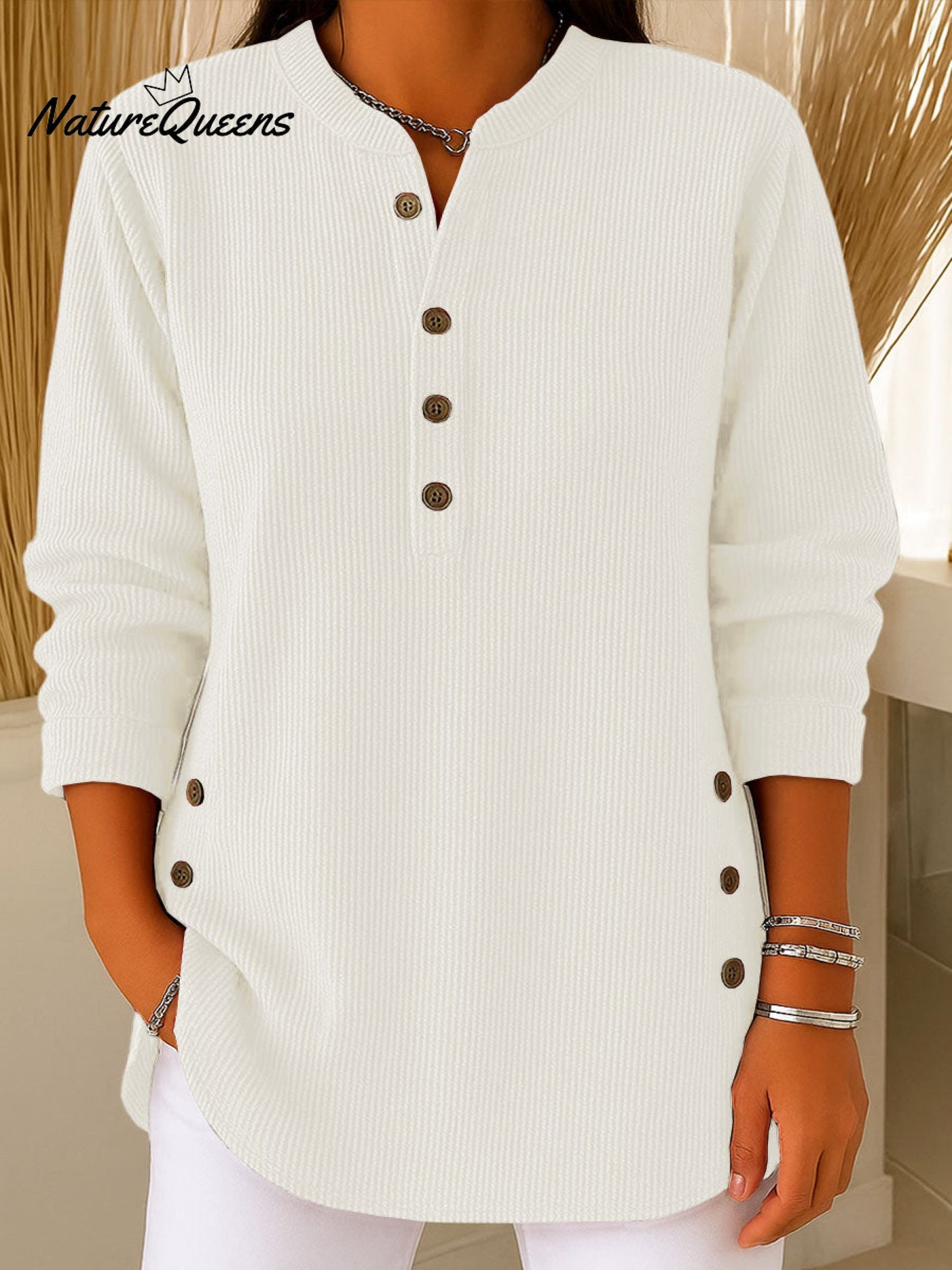 Γυναικείο πλεκτό πουλόβερ μονόχρωμο, με φαρδιά εφαρμογή και μακριά μανίκια-GR