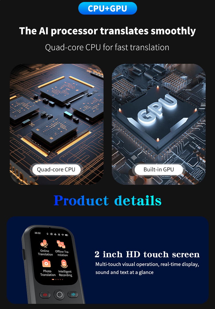 AI Language Translator | 160 Languages, Real-time Voice and Photo Translation | Offline Mode and Touchscreen-SL
