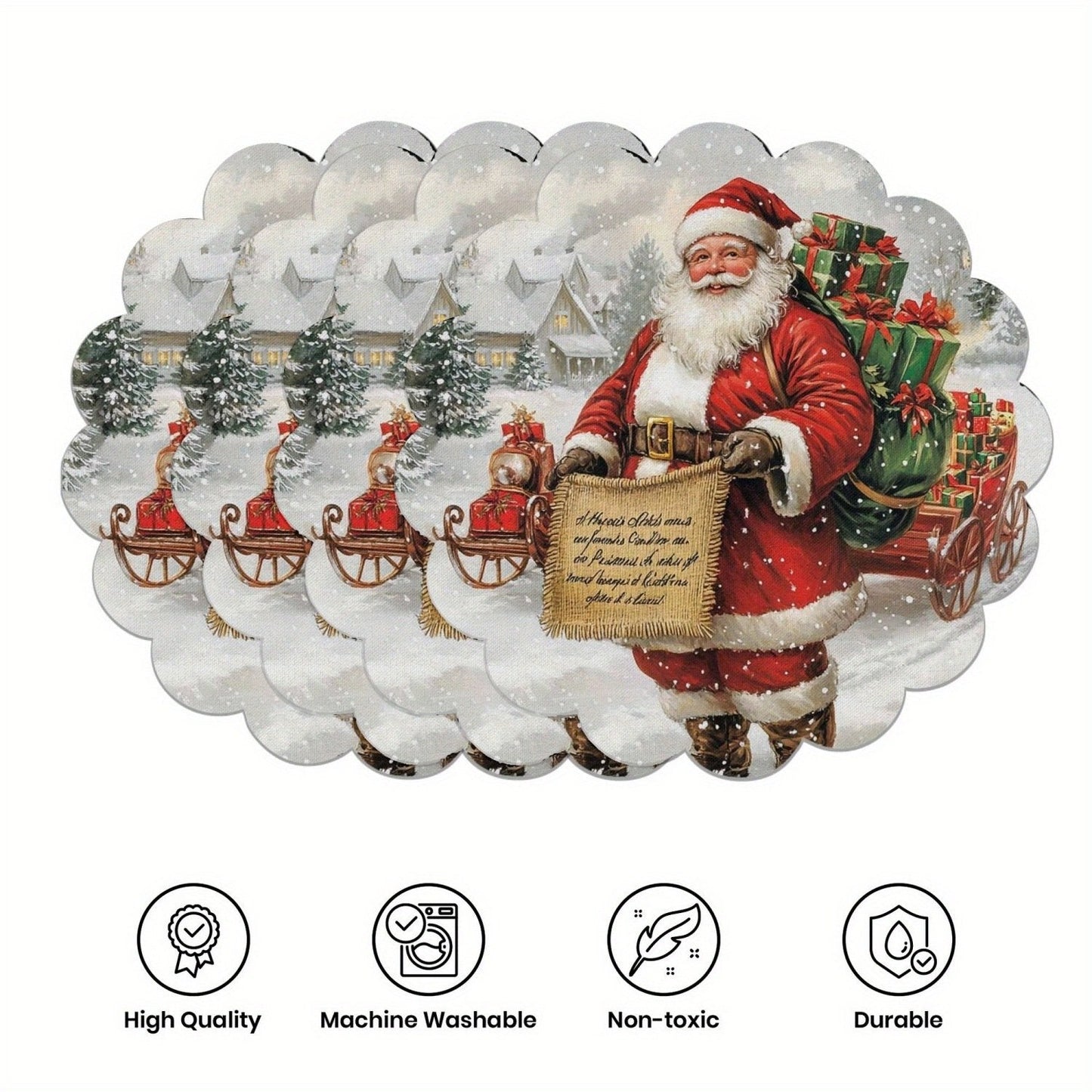 10 τεμάχια. Χειμερινά σουπλά σε σχήμα αλεξανδρινών και κουκουναριών, τραπεζομάντιλα από αντιολισθητικό ύφασμα-GR