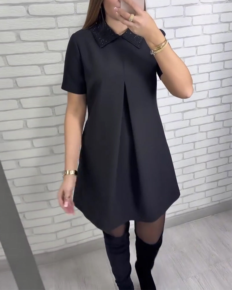 Elegantna ženska obleka s stoječim ovratnikom-SL