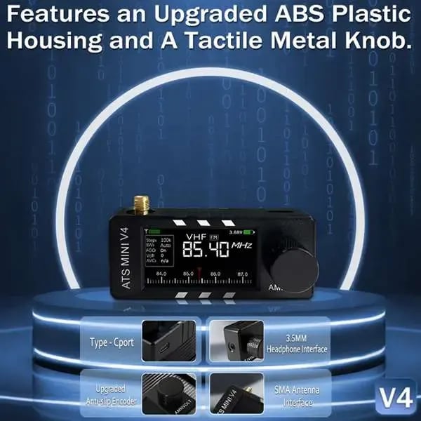 📻Patobulintas ATS Mini V4 Si4732 visų dažnių DSP radijo imtuvas-LT