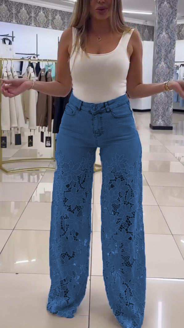 Γυναικείο κομψό δαντελένιο τζιν-GR