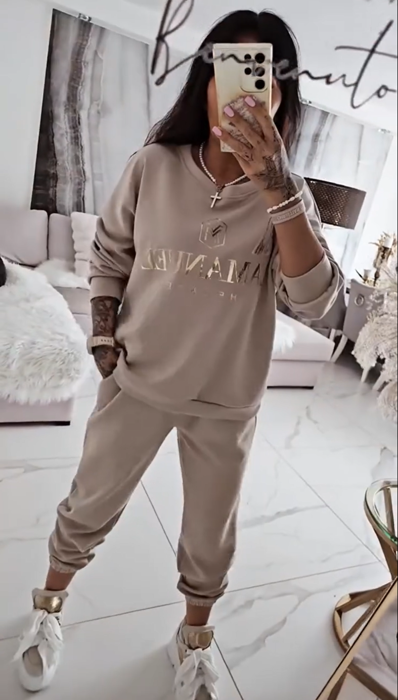 ⏳Προσφορά περιορισμένης διάρκειας! ⏰Γυναικείο casual σετ, μπλούζα με στάμπα και φαρδύ παντελόνι-GR