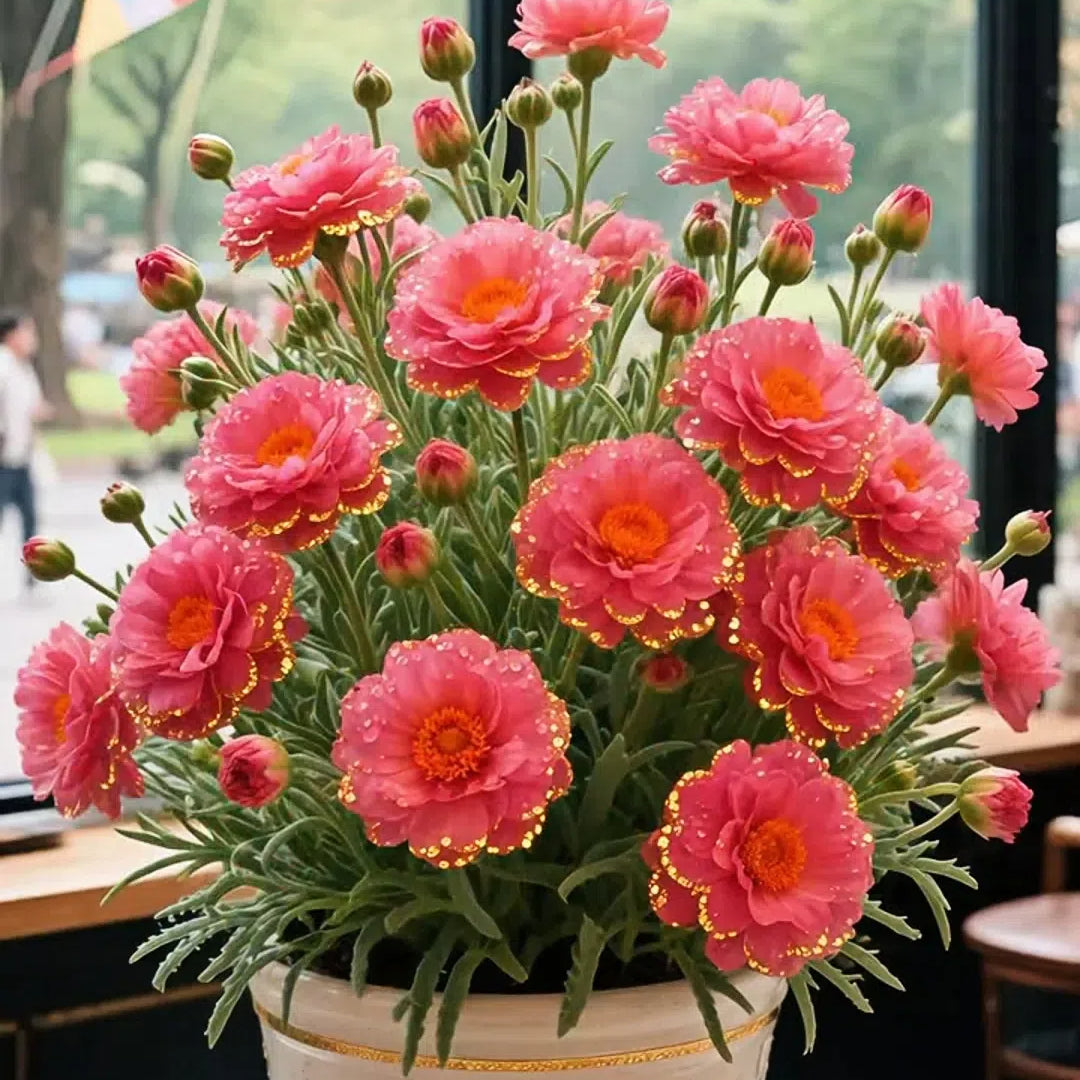 Χρυσή Δαντελωτή Πορτουλάκα🌸✨ Υπέροχα διπλά άνθη για αβίαστο καλοκαιρινό χρώμα-GR