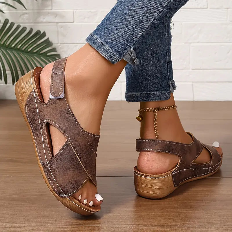 Sandalias vintage nuevas, sandalias de cuña resistentes-ES