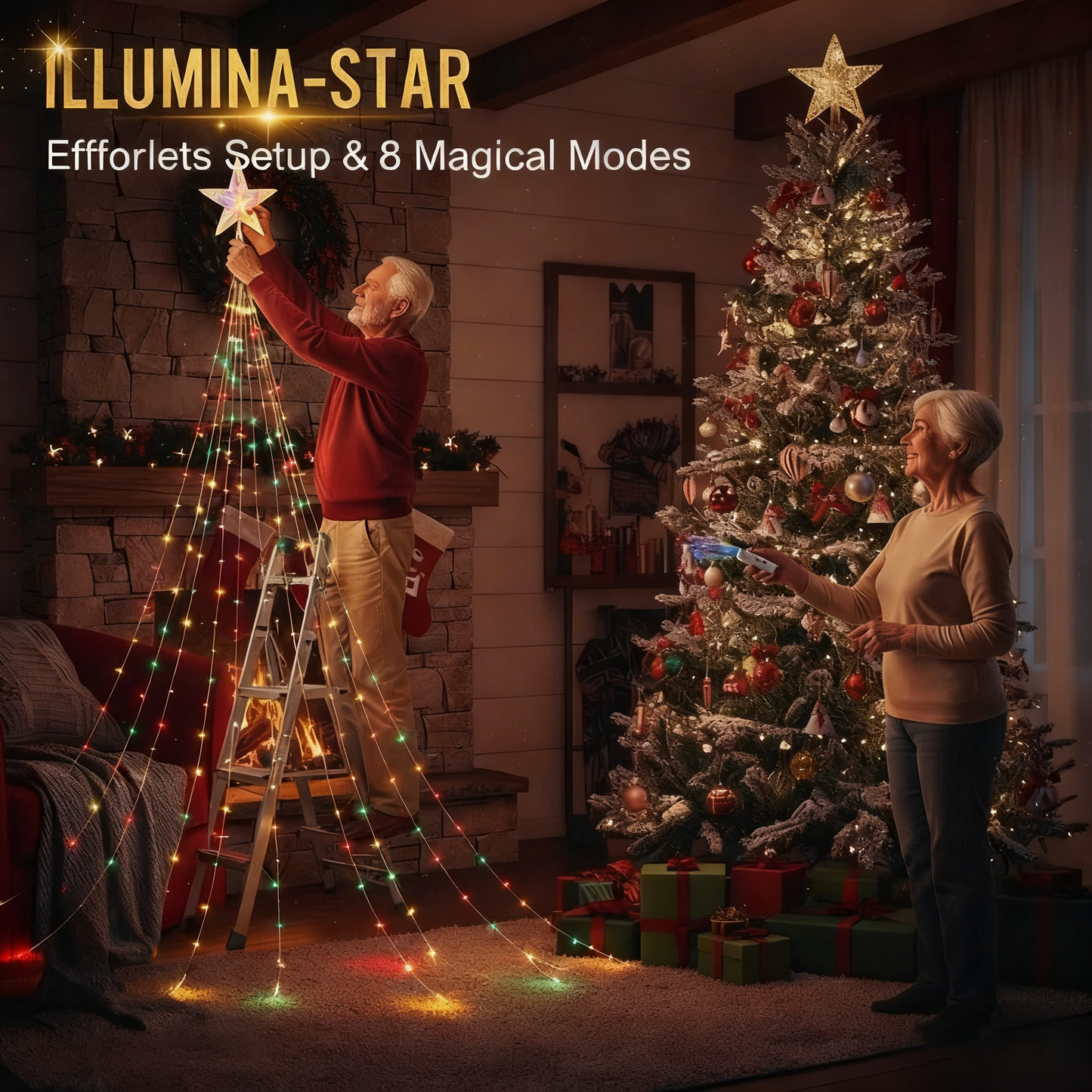 🎁Πρώιμη εορταστική προσφορά 50% ΕΚΠΤΩΣΗ🎄Χριστουγεννιάτικα φώτα Starlight Cascade-GR