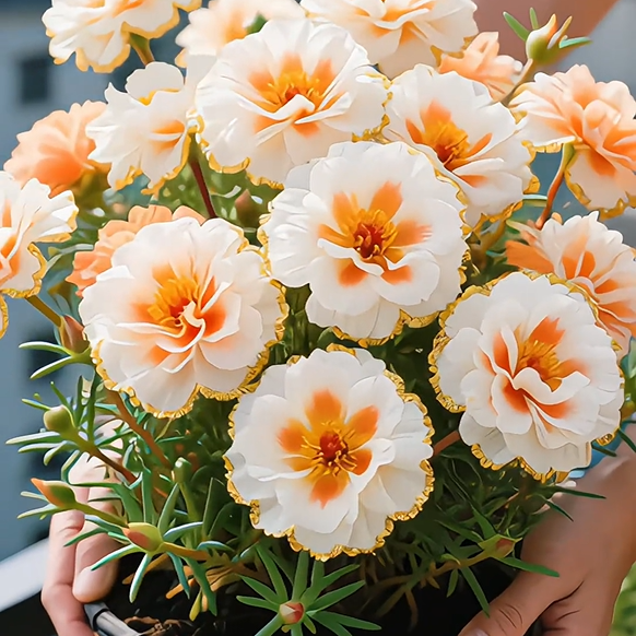 Χρυσή Δαντελωτή Πορτουλάκα🌸✨ Υπέροχα διπλά άνθη για αβίαστο καλοκαιρινό χρώμα-GR