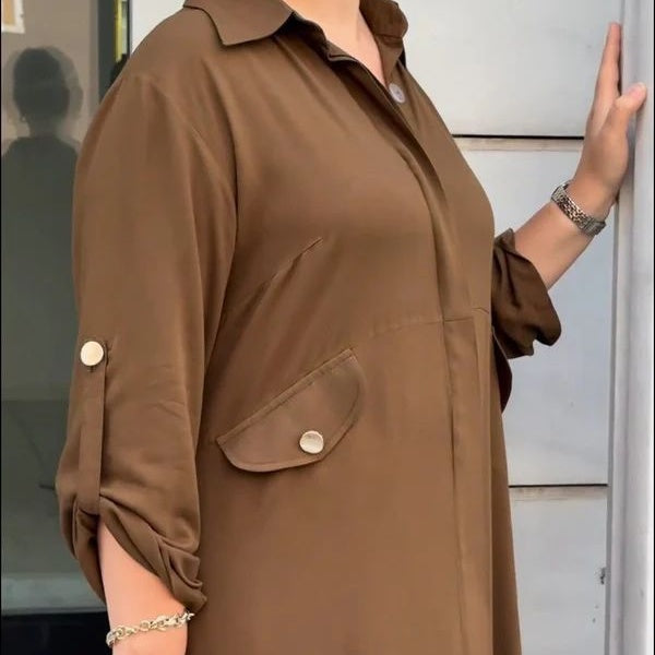 Πουκάμισο με κουμπιά και φαρδύ παντελόνι σετ δύο κομματιών-GR