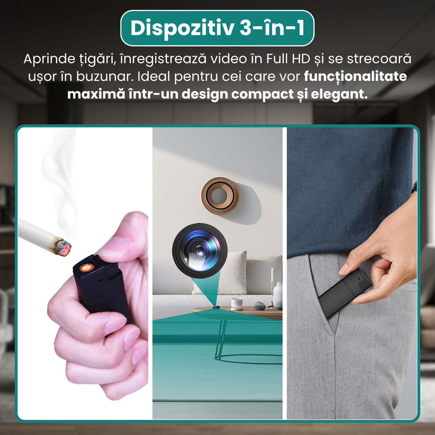 Αναπτήρας με κρυφή κάμερα, λειτουργία πραγματικής ηλεκτρικής ανάφλεξης, εγγραφή βίντεο Full HD 1080p, ανίχνευση κίνησης, εγγραφή βρόχου-GR