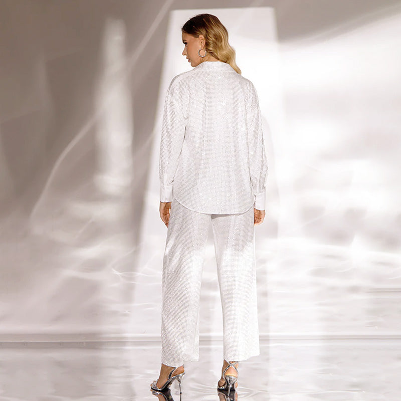 Πανέμορφο blazer, άνετη φόδρα και φαρδύ παντελόνι (σετ 3 τεμαχίων)-GR