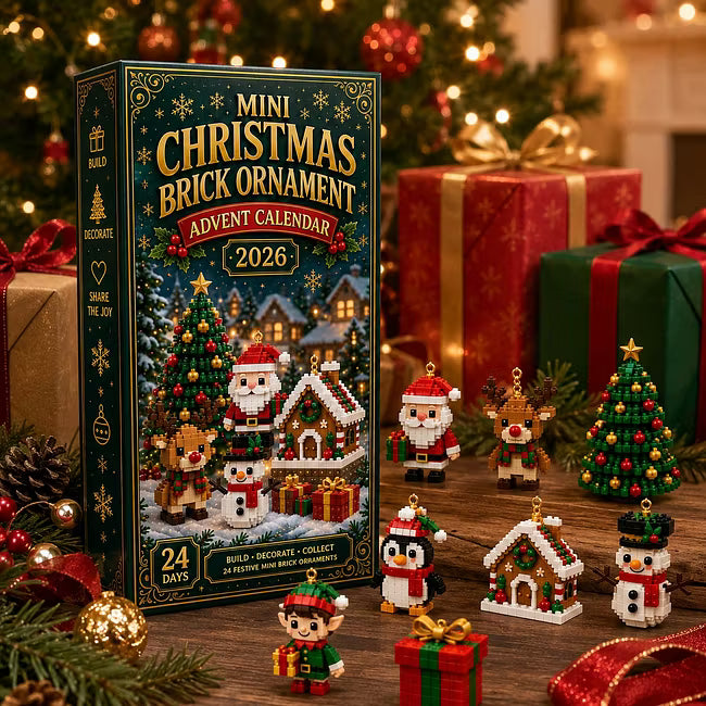 🎄 24-dnevni mini adventni koledar z božičnimi okraski | 24 edinstvenih, prazničnih, sestavljivih dizajnov z zankami za obešanje - idealnih za okraševanje božičnih drevesc, vencev in prazničnih okraskov 🧱-SI