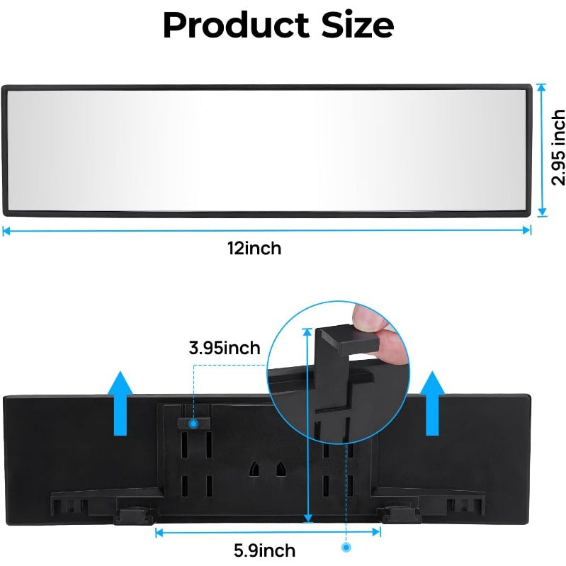 12 colių panoraminis galinio vaizdo veidrodėlis su spaustuku-LT