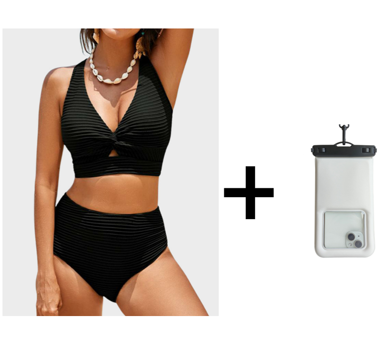 👙Aukšto liemens bikinio komplektas-LT