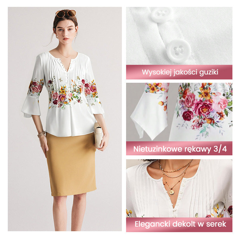 🌺 Γυναικείο Πουκάμισο με Στάμπα και V-Neck✨-GR