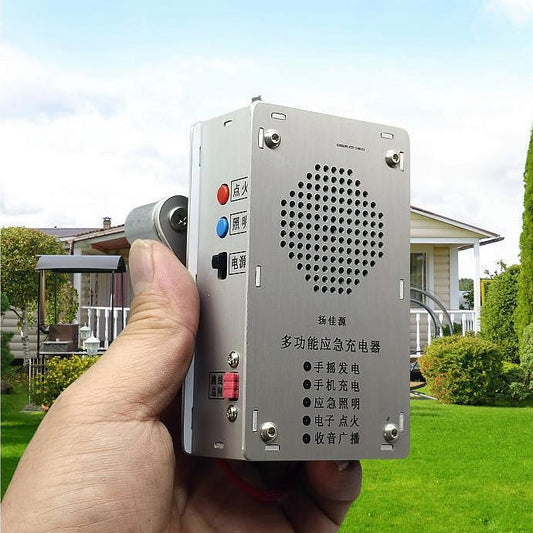 🔋 Rankiniu būdu valdoma avarinė maitinimo stotelė – žibintuvėlis, žiebtuvėlis ir išorinė baterija (1000 mAh)-LT