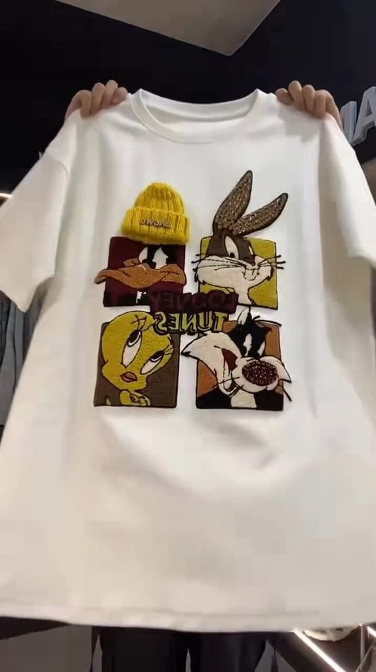 🍭Čudljiv pulover z risanimi bleščicami-SI