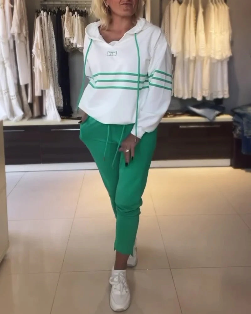 Σετ φούτερ με ριγέ στάμπα-GR