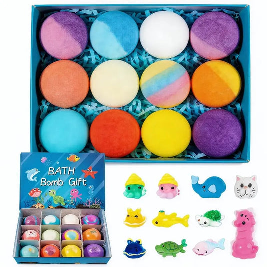 🔥🛁 Prirodne kugle za kupanje za djecu s mega mjehurićima i iznenađenjem unutra 🥚✨12 kom. [1 pakiranje]-HR